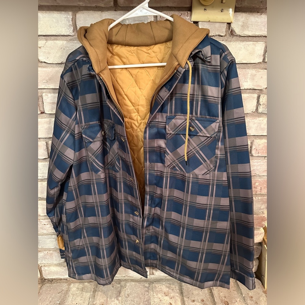 Hooded Plaid Jacket Size L Unbranded